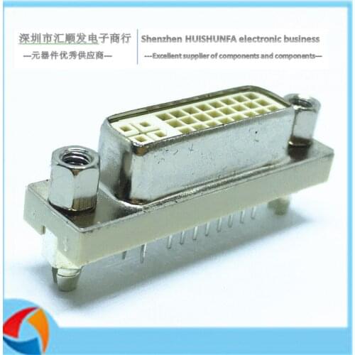 DVI24+5 socket straight solder plate type female DVI vertical 180 degree connector HD interface