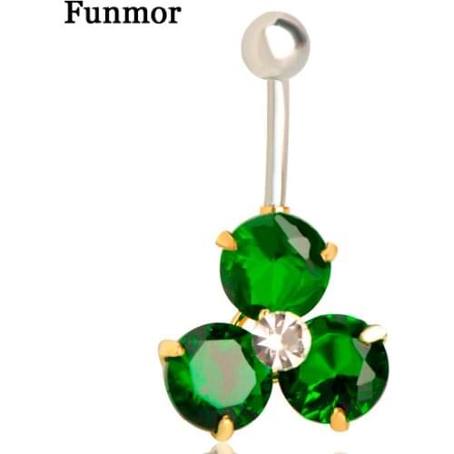 FUNMOR Cubic Zircon Flower Belly Button Rings Copper Navel Ring Women Girls Holiday Stainless Steel Helix Piercing Navel Jewelry