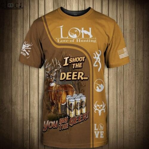 HX Unisex T-Shirt Men Streetwear Hip Hop T Shirts Love of Hunting 3D Print Polyester Short Sleeve Casual Pullover Drop Shipping