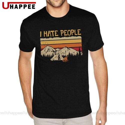 Christmas Mountain Camping I Hate People T-Shirt for Men Personalized Short Sleeves White Crew Neck T Shirt