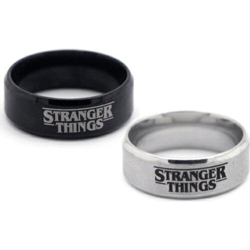 TV Show Stranger Things Ring Fashion Stainless Steel Ring Jewelry Black Color Mens Ring Mans Gifts New Style Gifts
