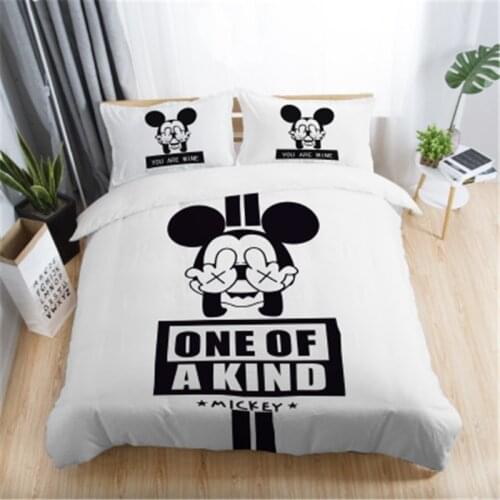 Disney Mickey Mouse Bow Castle Pattern Bedding Set Children Adult Bedroom Decorative Down Quilt Cover Pillowcase Home Spin
