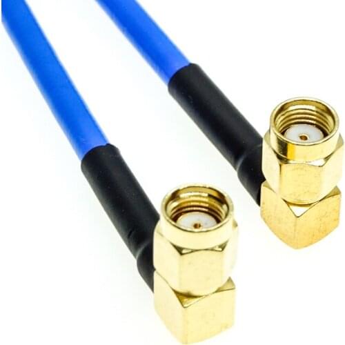 RPSMA male right angle to RP SMA male right angle RA Connector RG405 RG-405 Semi Flexible Coaxial Cable 0.086" Blue
