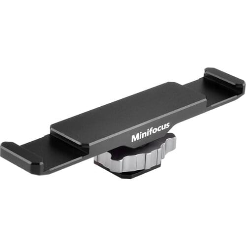 Cold Shoe Bracket 2 Hot Shoe Mounts Extension Bar Dual Bracket for iPhone Nikon Canon Sony DSLR Camera Flash LED Video Light Mic