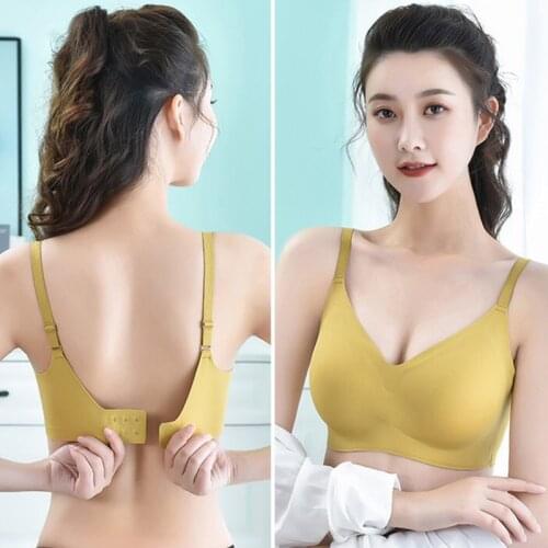 Small Shoulder Strap Latex Underwear Women Without Steel Ring Gathered Ice Silk Beautiful Back Thin Sports Sleep Solid Color Bra