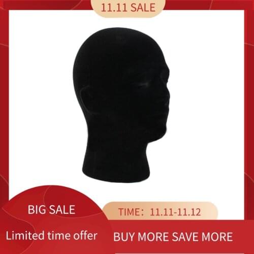 Best Selling Male Styrofoam Foam Mannequin Manikin Head Model Wigs Glasses Cap Display Stand Black