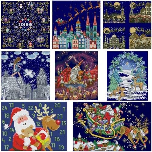 Christmas is coming patterns counted 11CT 14CT DIY Cross Stitch Sets wholesale Cross-stitch Kit Embroidery Needlework