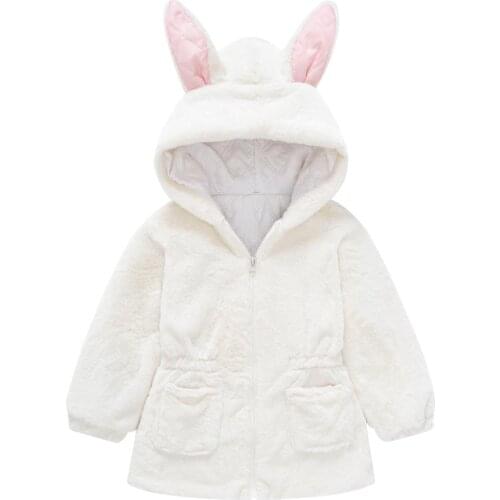 Winter Autumn Baby Girls Coat Long Sleeve Cute Rabbit Ears Fashion Jacket Hoodies Kids Clothes 2 3 4 5 6 Year Children Outerwear
