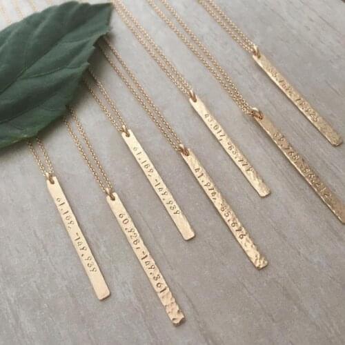 Hammered Bar Necklace Handmade Gold Filled Jewelry Name Necklace Letter Choker Pendants Collier Femme Boho Women Necklace