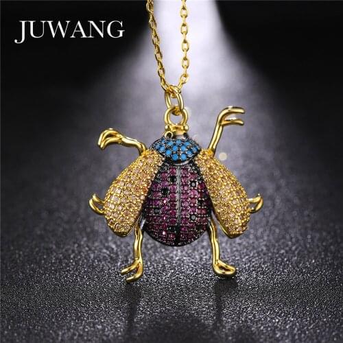 Rhinestone Bee Animal insect Pendants Necklace AAA Zircon copper Jewelry Charm Long Necklace for women girls Female Fine Jewelry