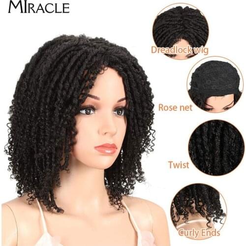 Dreadlock Wig Hairstyles For Black Short Low Temperature Fiber Dreadlock Ombre Burg Crochet Twist Woment Synthetic Wig For Afric