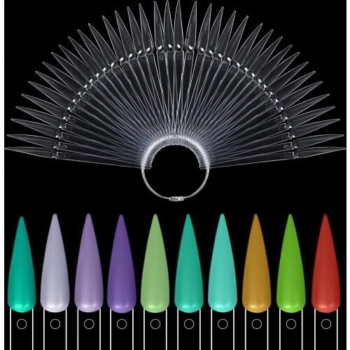 Nail Art Display False Tips Oval Flake Fingernail Clear Nature Black Jelly Plastic Manicure Tool For Nail Art Plastic Set Tips