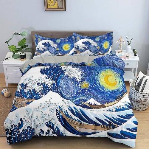 Psychedelic Duvet Cover Set Abstract Ocean Wave Bedding Set Twin Full Queen King Quilt Cover Home Textiles Bedroom Decor