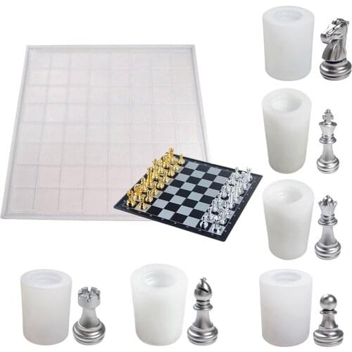 DIY Silicone Chess Mold Set Checkerboard Casting Mold Crystal Epoxy Resin Mold Handmade Tools Gifts For Children