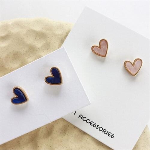 Fashion mini stud earrings female small contracted earrings heart-shaped earrings resin Cute Romantic stud earrings for women