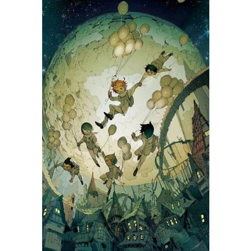 Anime The Promised Neverland Yakusoku no Neverland Norman Emma Ray Art print Silk poster Home Wall Decor