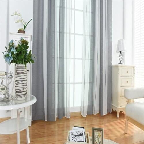 Lychee Wide Striped Window Tulle Curtains Organza Voile Curtain for Living Room Modern Window Curtains
