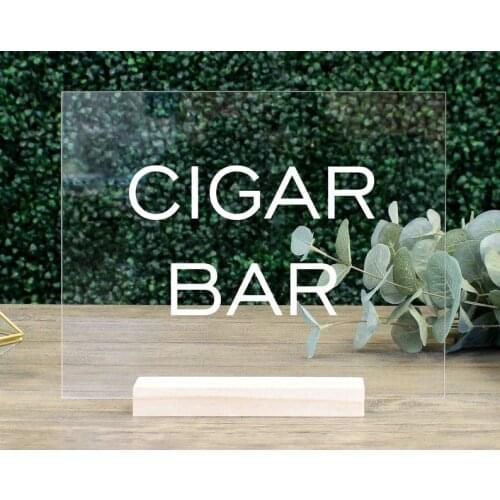 Cigar Bar Sign Clear Acrylic Wedding Sign Cigar Favors Home Bar Bachelor Party Guy Baby Shower
