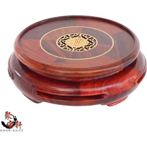 Special rosewood carving annatto handicraft circular base of real wood of Buddha flowerpot stone vases, furnishing articles