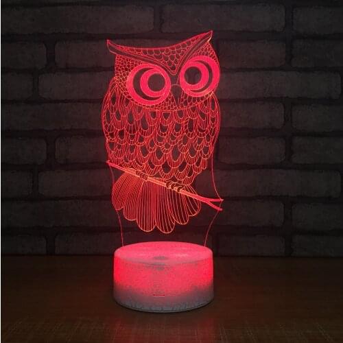 7 Colors Changing Owl LED 3d Animal Night light Table Lamp Home Bedroom Decoration Baby Sleep Lamps Bedroom Decoration Xams Gift
