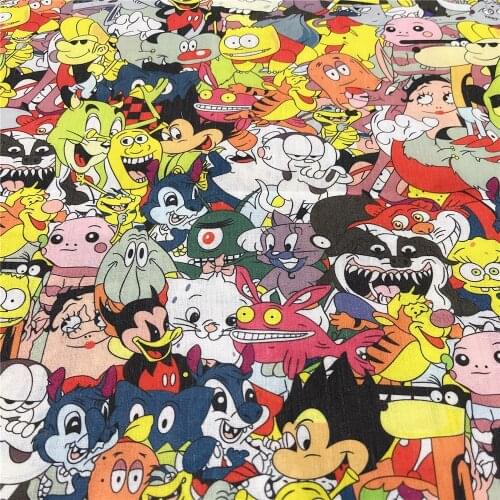 Mixed cartoon Printed Polyester Cotton Fabric Cloth Fabric for Dress Sewing Garment Home Textile DIY Mask scarf Children clothes