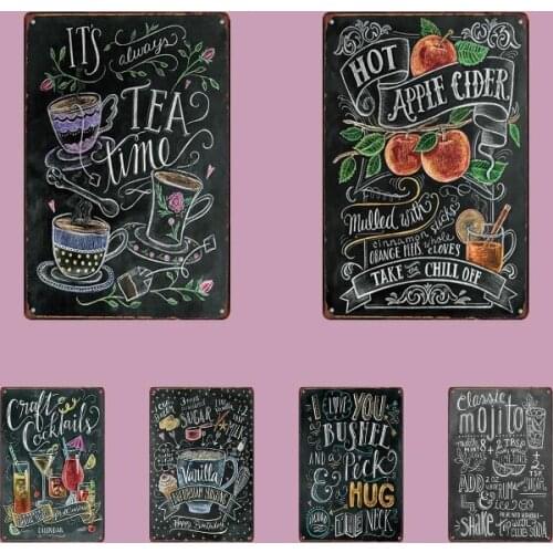 Vintage Home Decor Farmers Market Pumpkin Menu Tintin Wall Signs Art Print Pub Bar Decoration Plaque Metal 20X30CM