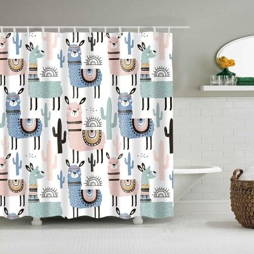 Dafield Baby Shower Curtain Black and White Waterproof Funny Animal Themed Bathroom Decor 3D Printing Cartoon With Hooks
