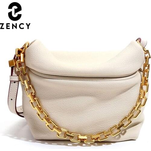 Zency New Genuine Leather Chain Cloud Shoulder Bags Designer Hobos Armpit Bag High Quality Crossbody Handbag Ladys Personality