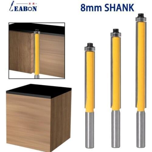 8mm Shank Long Straight Router Bit with Bearing Tungsten Carbide Tipped Milling Cutter for Wood Template Pattern Bit 8 x 3/4