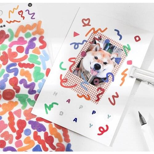 1 Pcs So Cute Series PET Laser Stickers Scrapbooking Stick Label Diary Stationery Album Ribbon Happy Planner Decoration Sticker