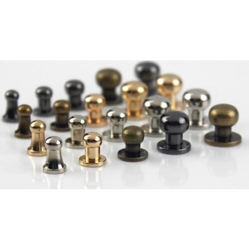 10pcs Sam Brown Browne Buttons Screwback Round Head Ball Post Studs Nail Rivets Leather Craft Hardware Accessories