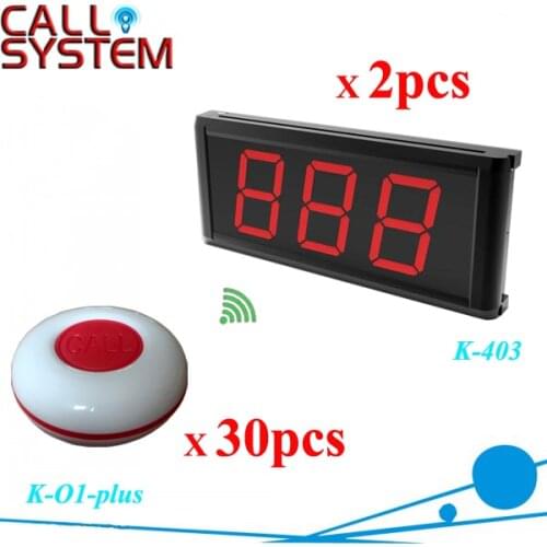 2 monitor K-403 work with 30pcs waterproof key button Table number calling display system