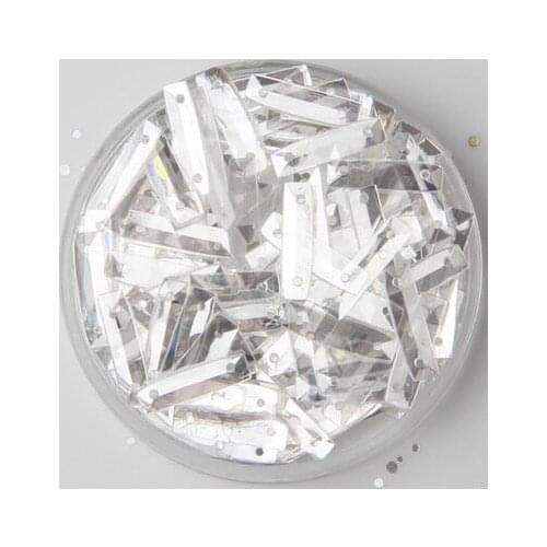 2000pcs 3*14mm Rectangle Cup Sequins Golden Platting Shoes Hat Decoration Materials/Wedding Beauty Accessories Crystal White