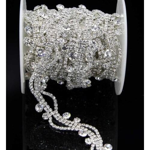 5Yards New Rhinestone Trim 888 Stone Trimming Bling Bling Chain Rose Golden Silver Gold