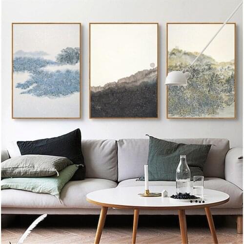 Abstract Chinese Ink Canvas Painting Luxurious Posters Prints Art Wall Pictures for Living Room Decor Tableau Home Decoration