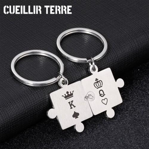 Valentine Day Customized Couples Jigsaw Keychain Boyfriend Girlfriend Key chain Husband Gift Women Men KeyChain For Car Keys