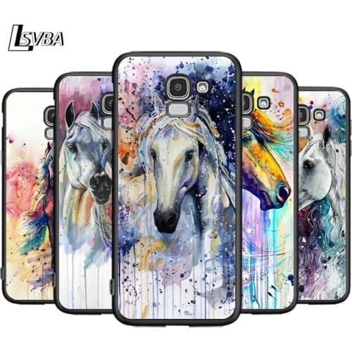 Oil Painting Cute Horse For Samsung Galaxy J2 J3 J4 Core J5 J6 J7 J8 Prime duo Plus 2018 2017 2016 Silicone Phone Cover