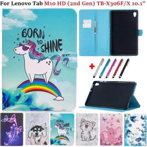 Funda For Lenovo Tab M10 HD 2nd Gen Case Cat Puppy Kids Stand Cover For Lenovo Tab M10 HD Gen 2 TB-X306X TB-X306F Tablet Coque