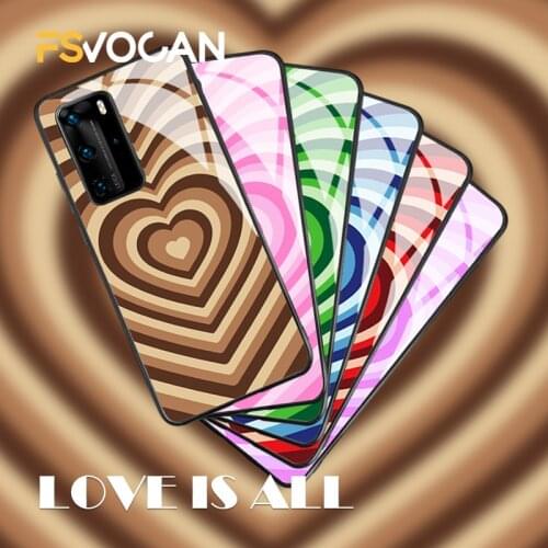 Love Heart Phone Case For Huawei P30 P40 Lite E Pro P20 Honor 10 10i Mate 20 30 Plus 8X 9X Nova 5T Latte Coffee Cute Back Cover