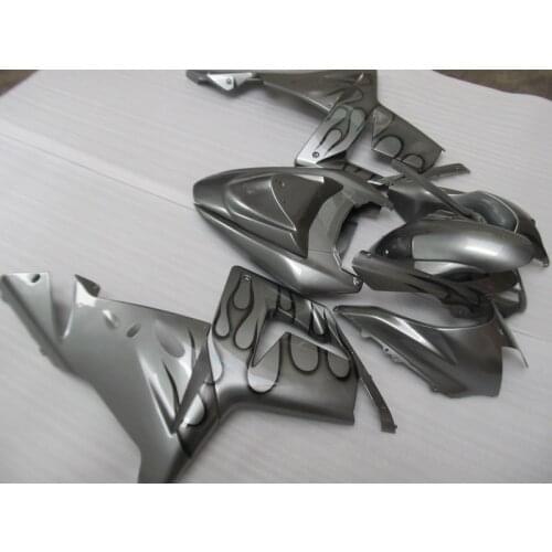 ABS motorcycle parts for Kawasaki ZX10R 2004 2005 NINJA fairing kit ZX-10R 04 05 black flames in silver fairings set YV33