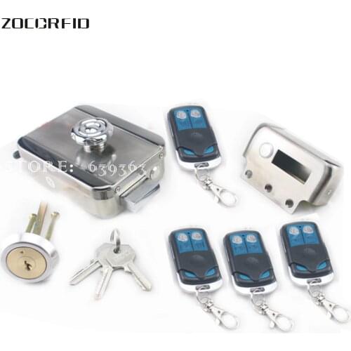 DIY battery Smart Home Security Electronic Lock Stealth Wireless Remote Control Home Door Locks bolt latch 4 remote controls