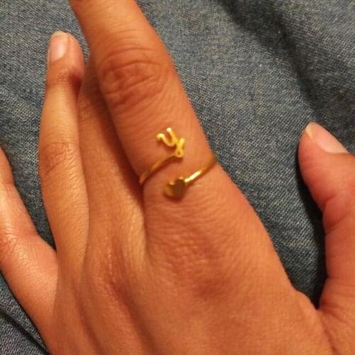 Dainty Initial Heart RingCute Anniversary Gift • Minimalist Initial Ring A-Z initial letter ring Girl couple jewelry gift