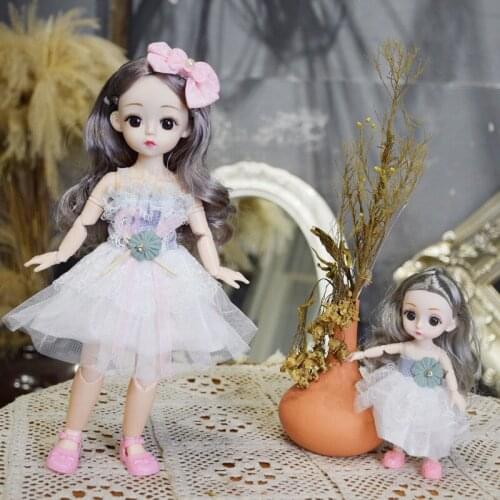 2pcs Parent-child Dolls 30CM BJD 1/6 Makeup Fashion Doll with Clothes Long Wig Cute Dress Up Toys for Girls Gift Diy 12 Inch