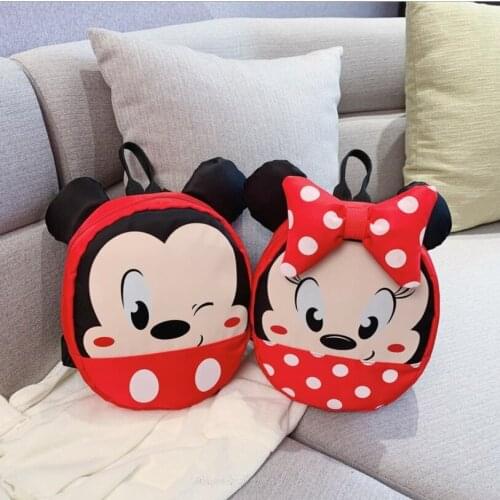 Disney Fashion Comfortable Canvas Backpack Simple Cartoon Minnie Mickey Leisure Childrens School Bag