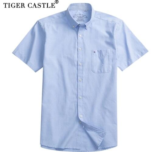 2019 New Summer Mens Cotton Shirts Casual Short Sleeve Slim Fit Male Solid Color Dress Shirt High Quality Men Business Blouses