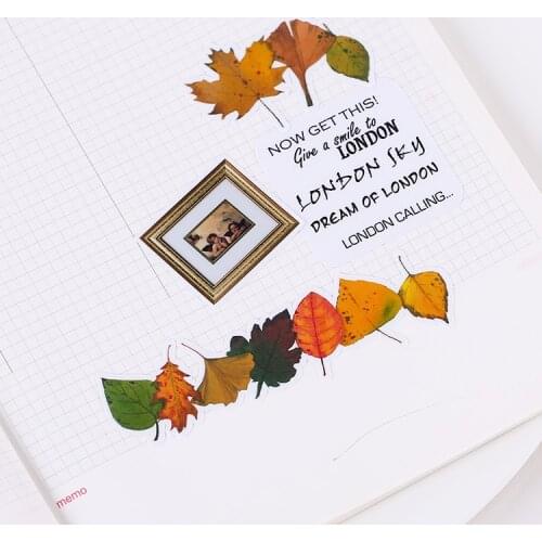 18pcs Creative Cute self-made autumn yellow leaves / plants scrapbooking stickers /decorative sticker /DIY craft photo albums