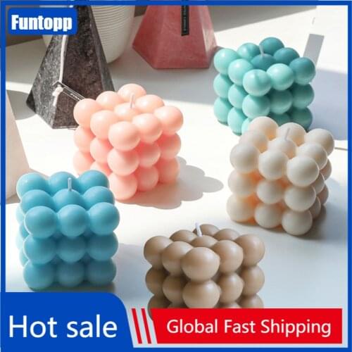 New Creative Geometry Bubble Cube Candle Soy Wax Small Fragrance Candles Essential Oil Scented Relaxing Romantic Gift Home Decor
