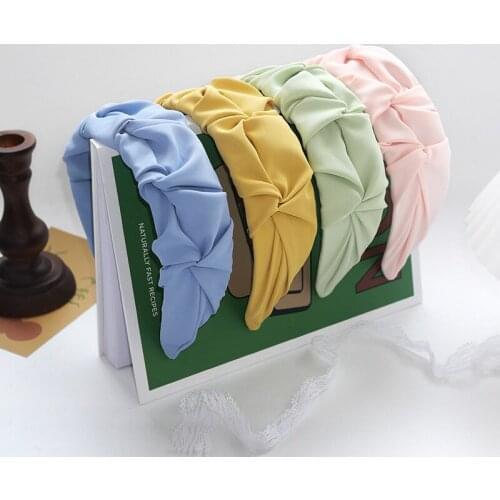 2020 Solid Color Fold Headband for Women Wide Hairbands Korean Girls Headwear Bezel for Hair Female Hair Accessories