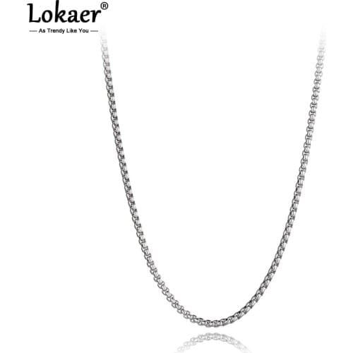 Lokaer Hiphop/Rock 3mm 24" Titanium Stainless Steel Charm Pendant Necklace For Women Men Punk Box Chain & Link Necklace N20309