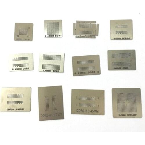 12pcs/lot full set BGA Reballing Stencil dedicate kit for DDR DDR2 DDR2-2 DDR2-3 DDR3-2 DDR3-3 DDR3-4 DDR5